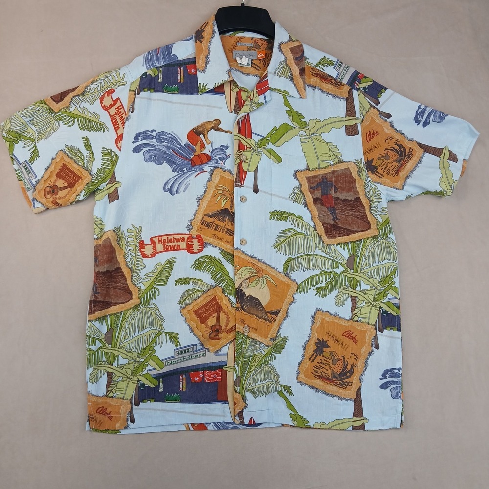 Quiksilver Medium Mens Shirt Hawaiian Camp‎ Aloha 22x28 Comfort Fit